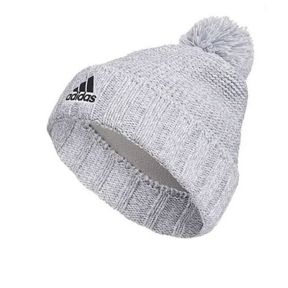 adidas Other - NEW Adidas Recon 3 Ballie Men Lined‎ Cuffed Pom Knit Beanie Cap Light Gray White